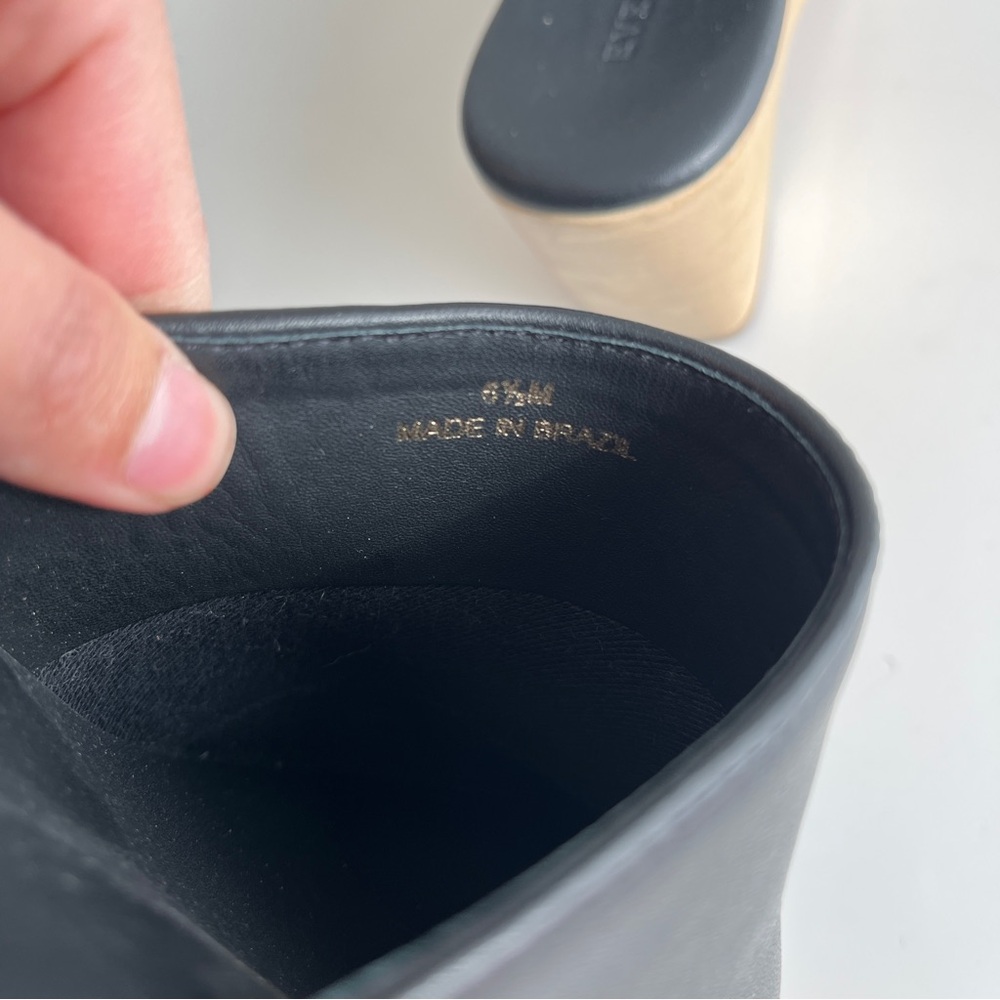 Everlane black leather clog wooden heel size 6.5 - Picture 4 of 8